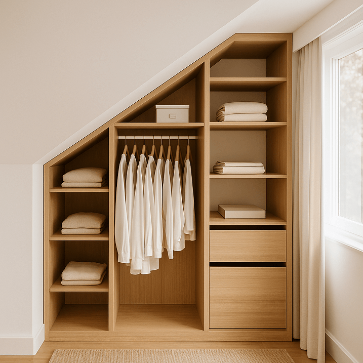 Dressing sous pente sur mesure optimisé pour les combles