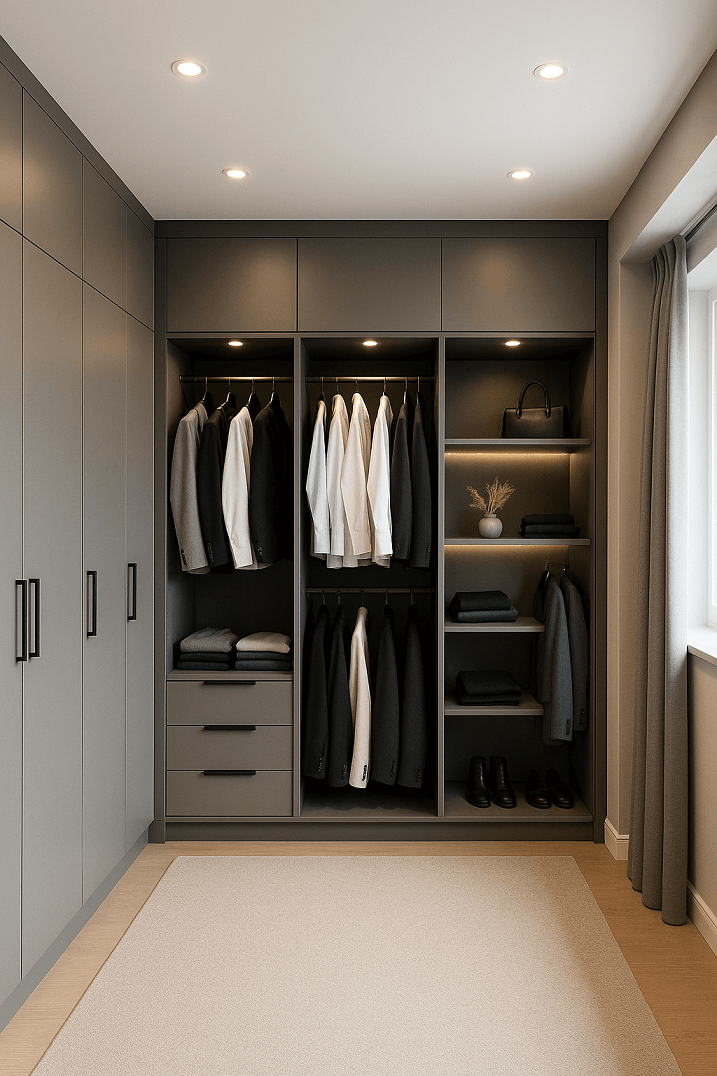 Dressing contemporain sur mesure ton gris et noir