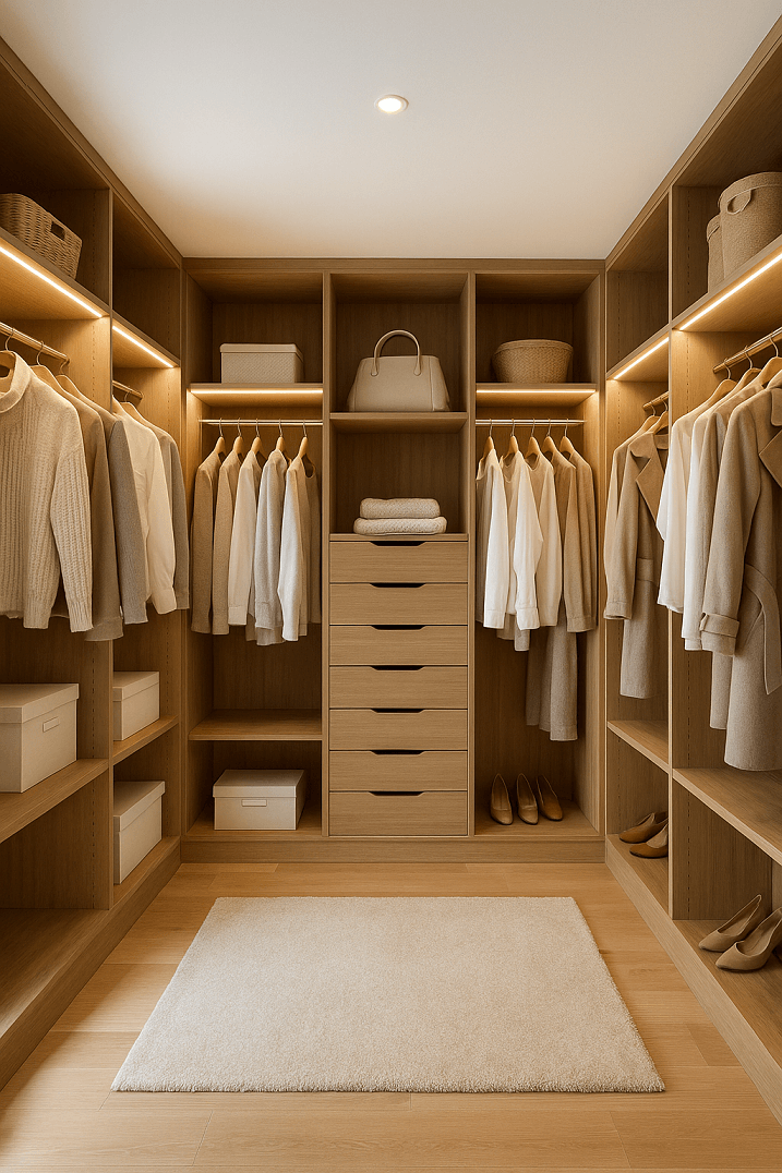 Dressing en U sur mesure avec éclairage intégré