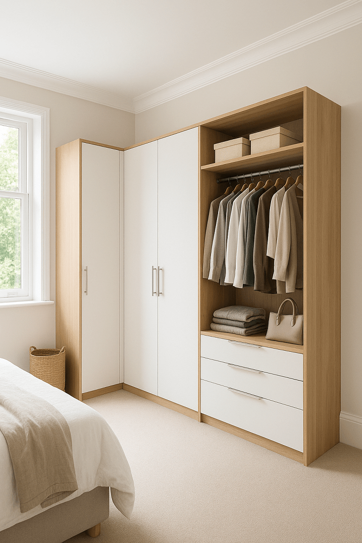Dressing en angle sur mesure dans une petite chambre