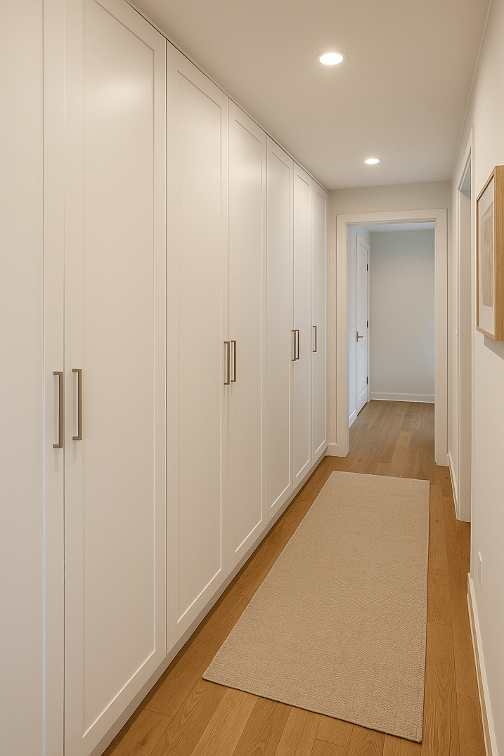 Dressing fermé sur mesure dans un couloir
