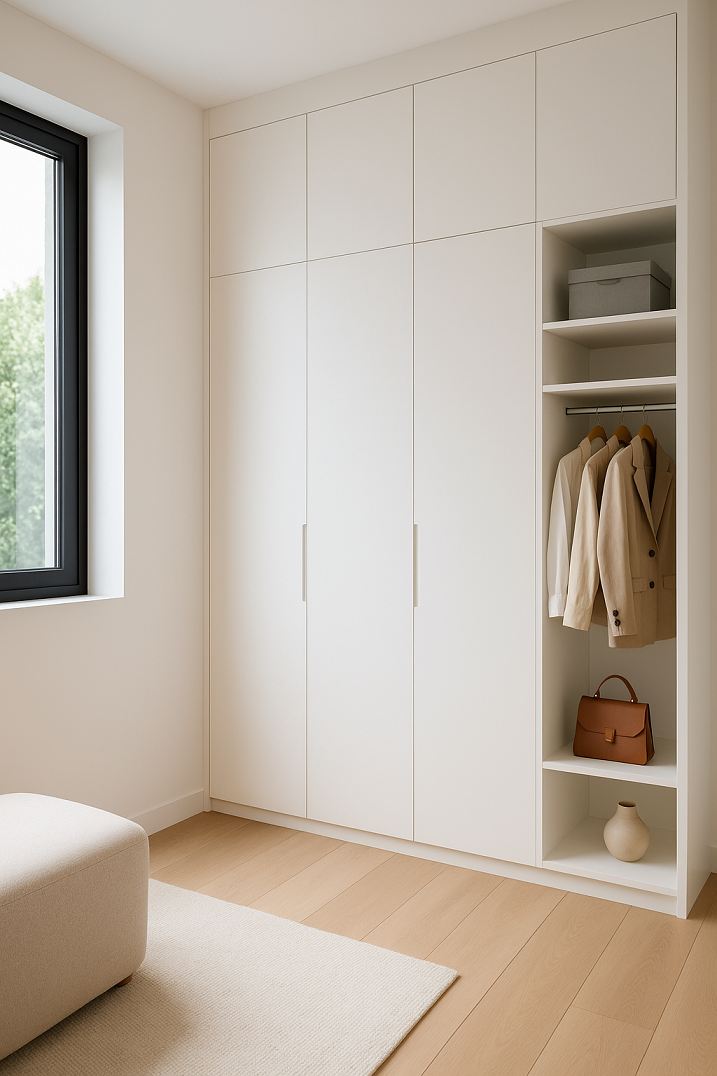 Dressing minimaliste sur mesure avec quelques niches ouvertes
