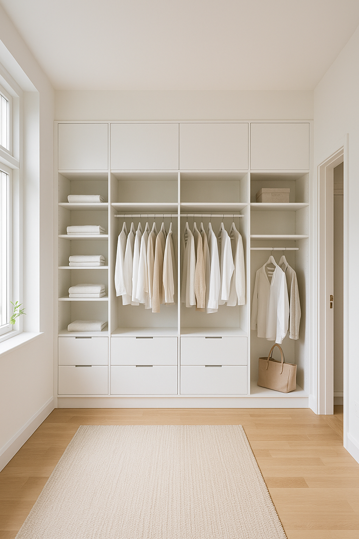 Dressing minimaliste sur mesure tout blanc
