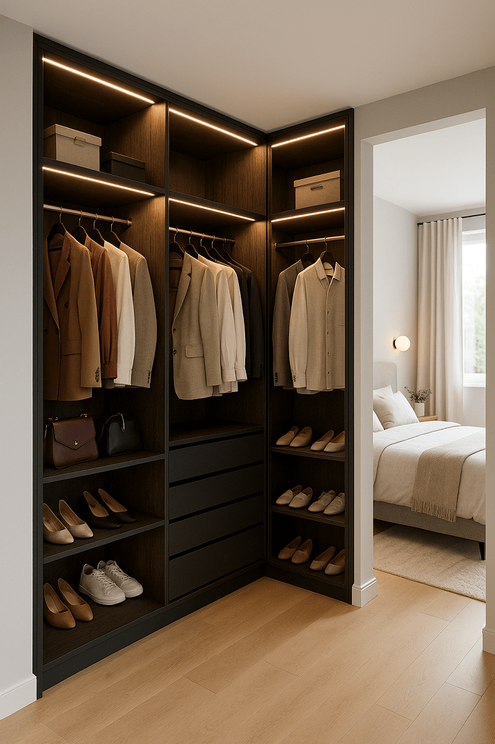 Dressing moderne sur mesure noir et bois