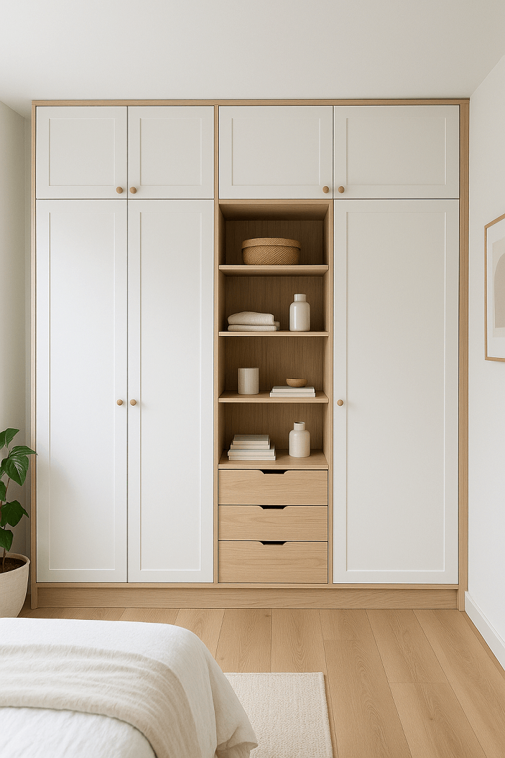 Dressing scandinave sur mesure avec niches ouvertes