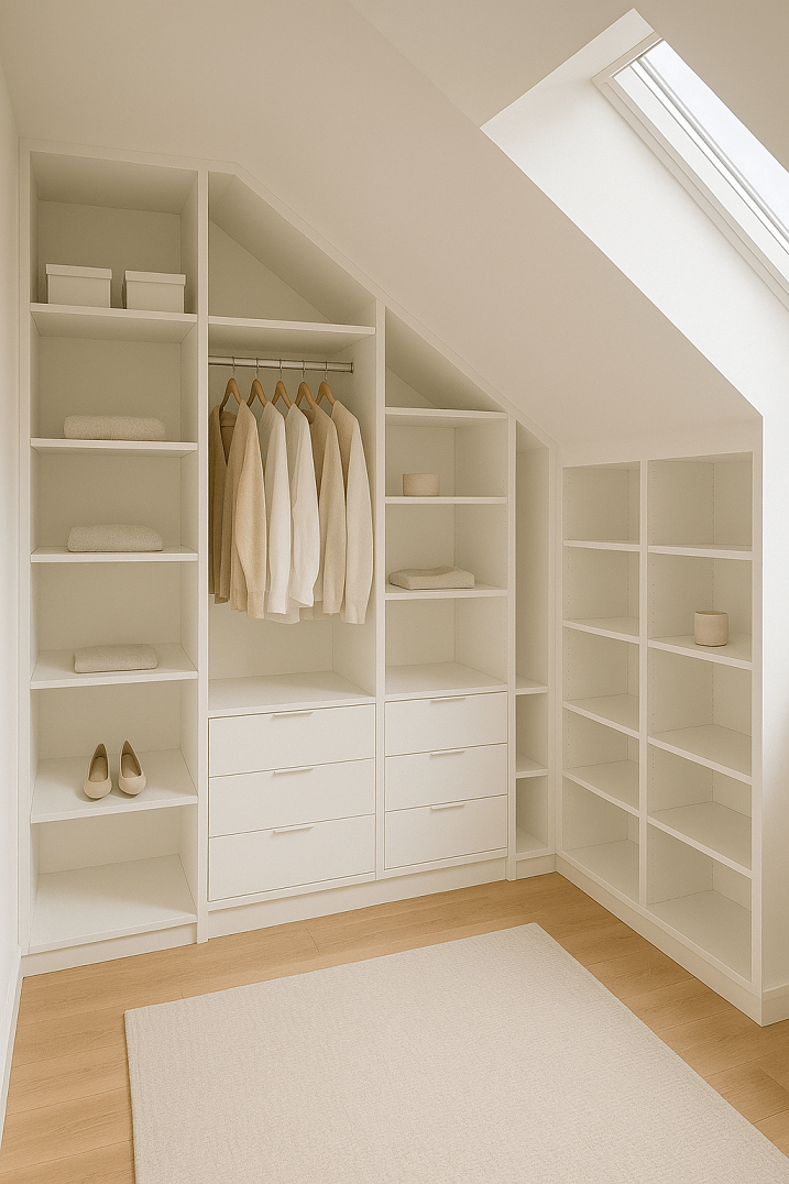 Dressing sous pente sur mesure en blanc mat épuré