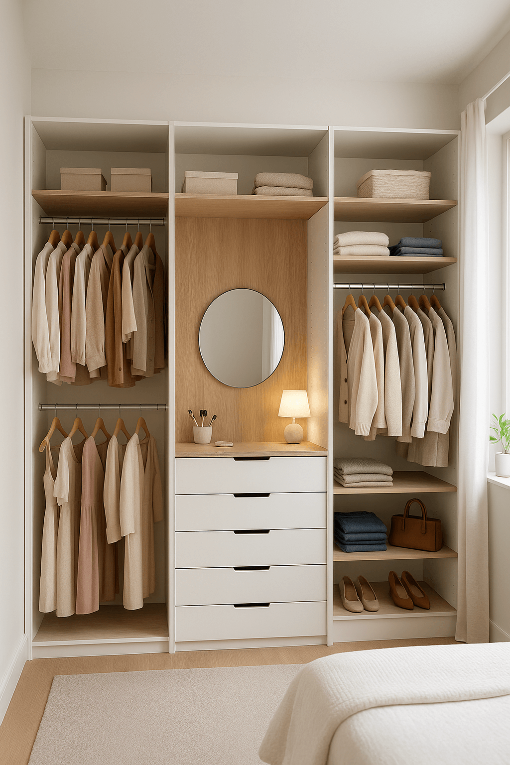 Dressing sur mesure avec niche coiffeuse intégrée