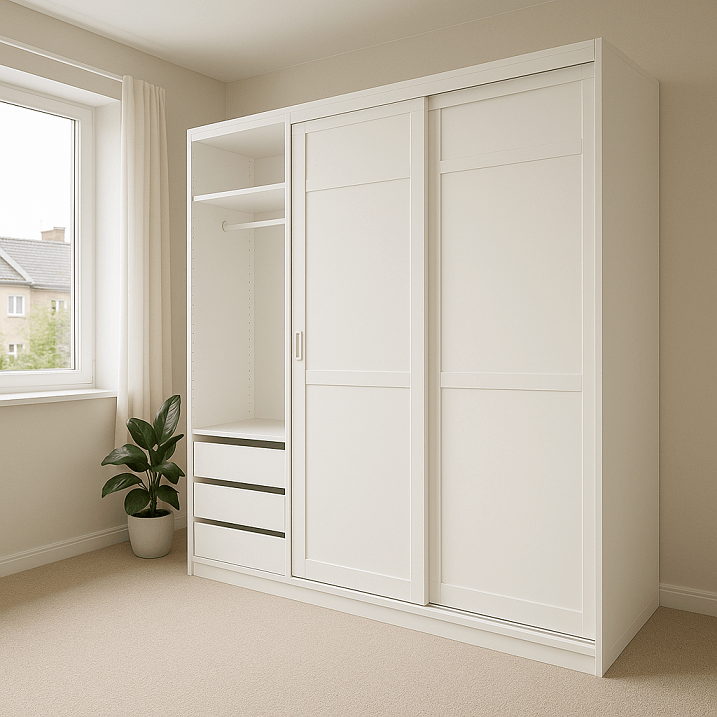 Dressing sur mesure blanc mat avec portes coulissantes