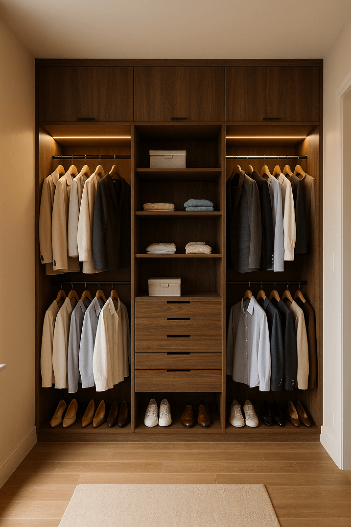 Dressing sur mesure bois foncé style chic