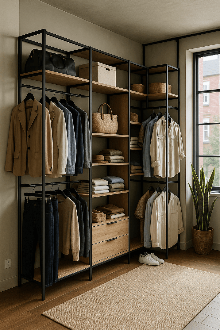 Dressing sur mesure industriel bois et métal noir