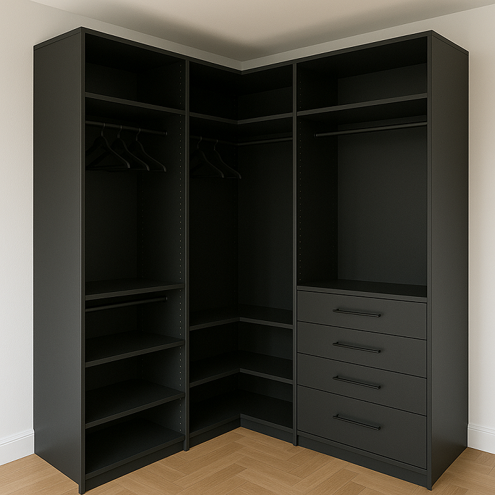 Dressing sur mesure noir mat avec poignées fines