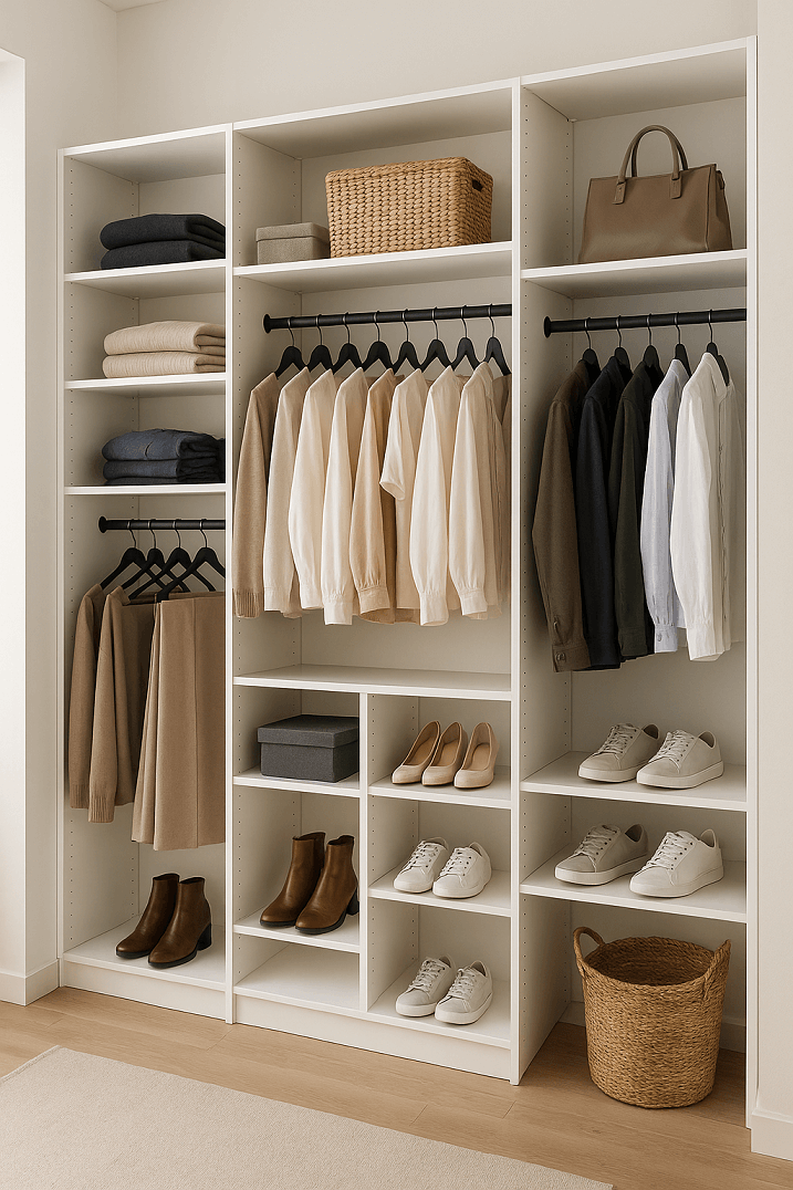 Dressing sur mesure ouvert avec barres métalliques