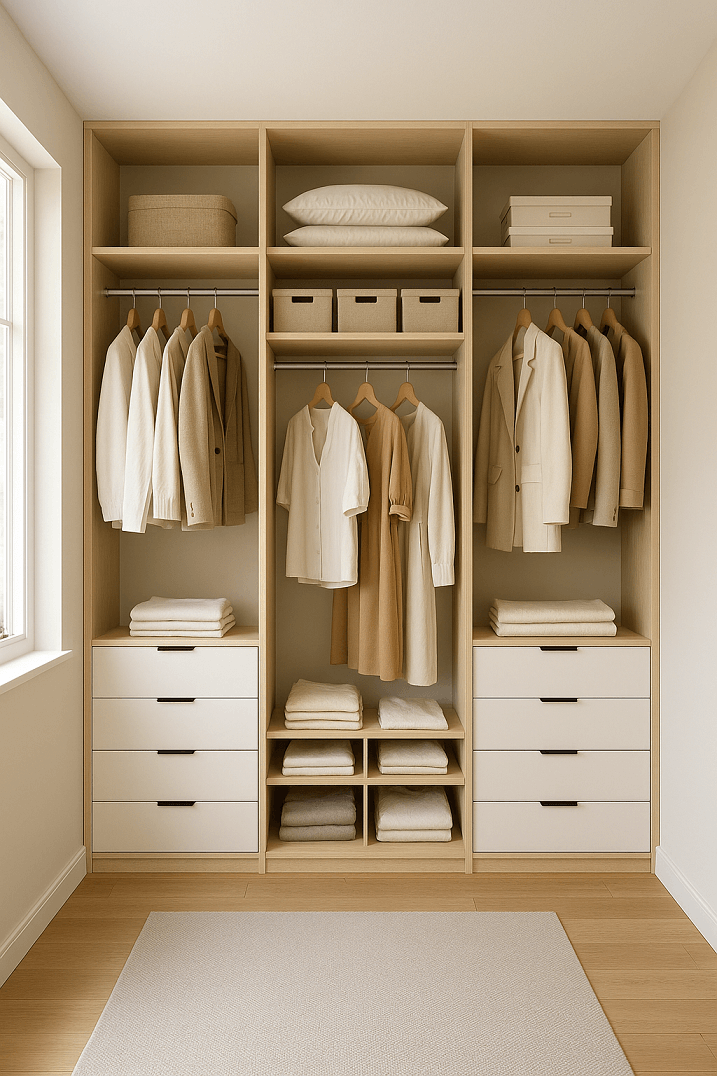 Dressing sur mesure scandinave avec rangements symétriques