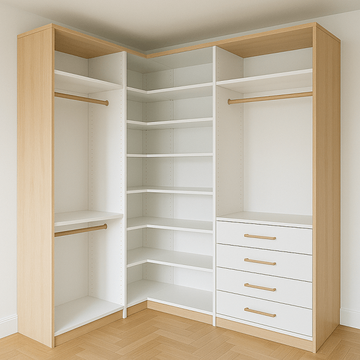 Dressing sur mesure scandinave bois clair et blanc