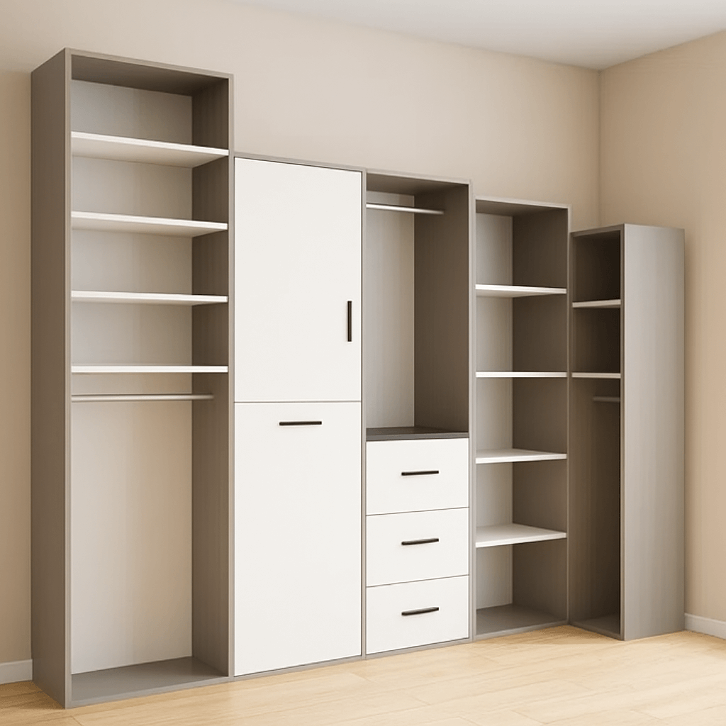 Dressing d’angle sur mesure avec portes battantes et rangement modulable