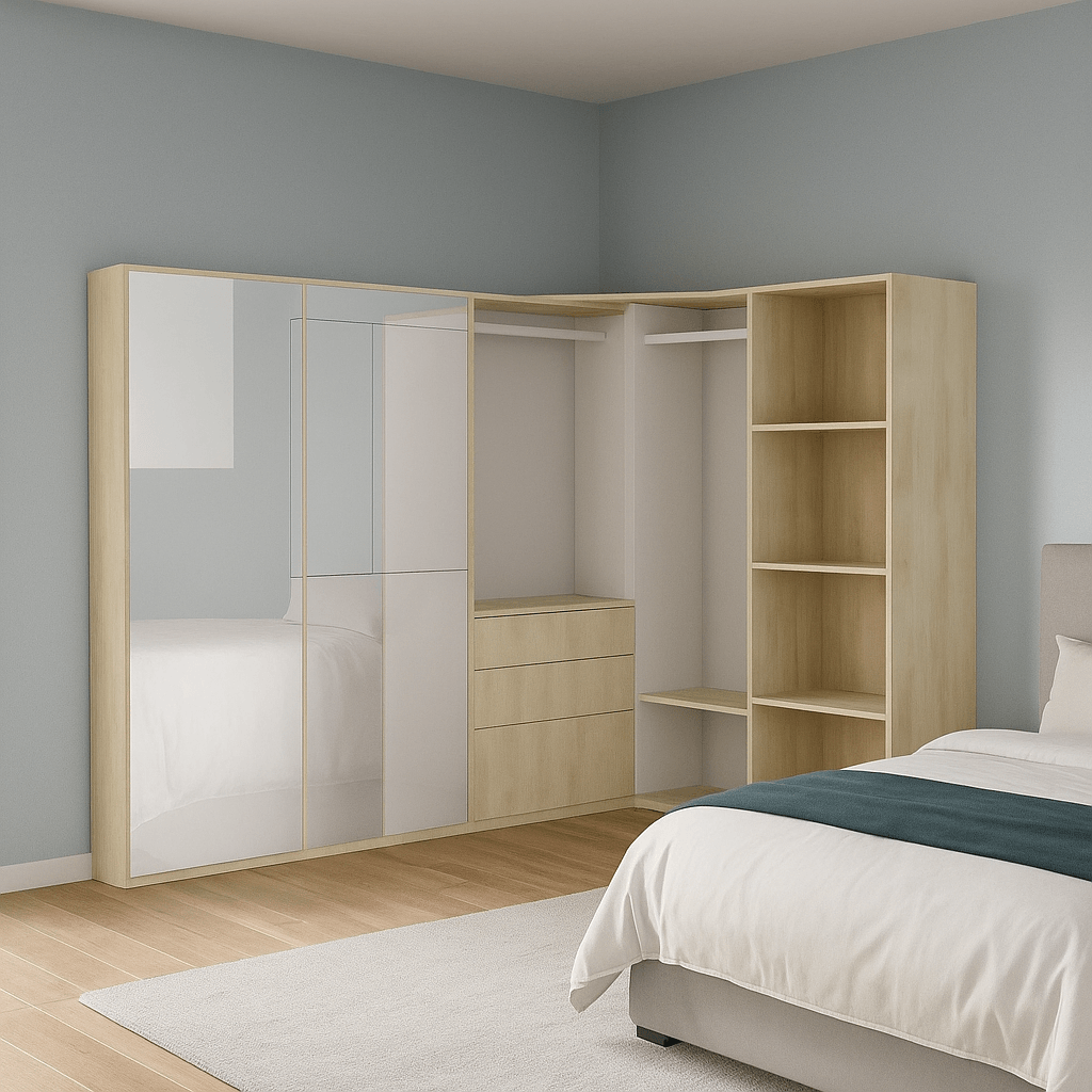 Dressing en angle sur mesure avec rangements pratiques
