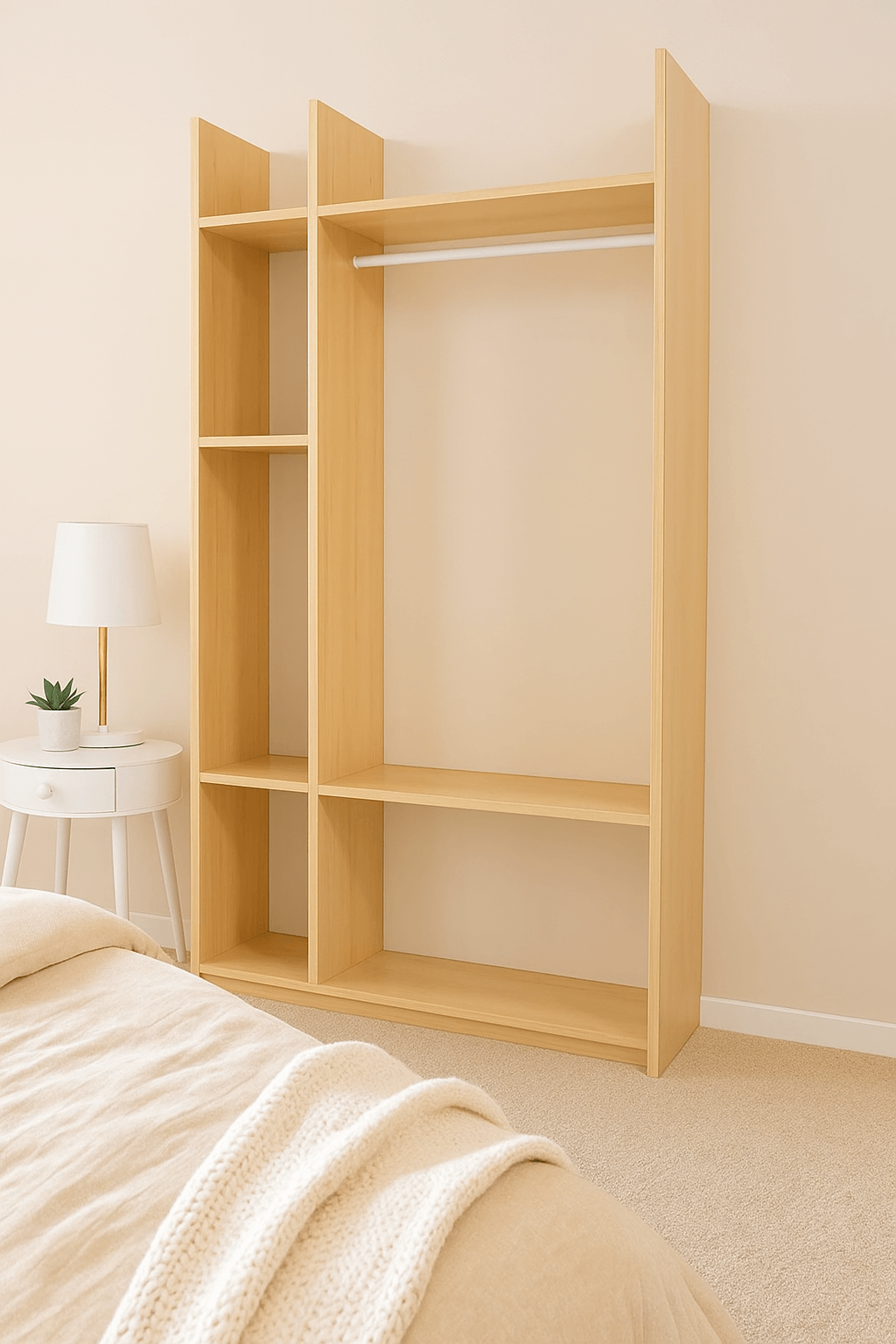 Dressing ouvert sur mesure mural sans porte dans chambre moderne