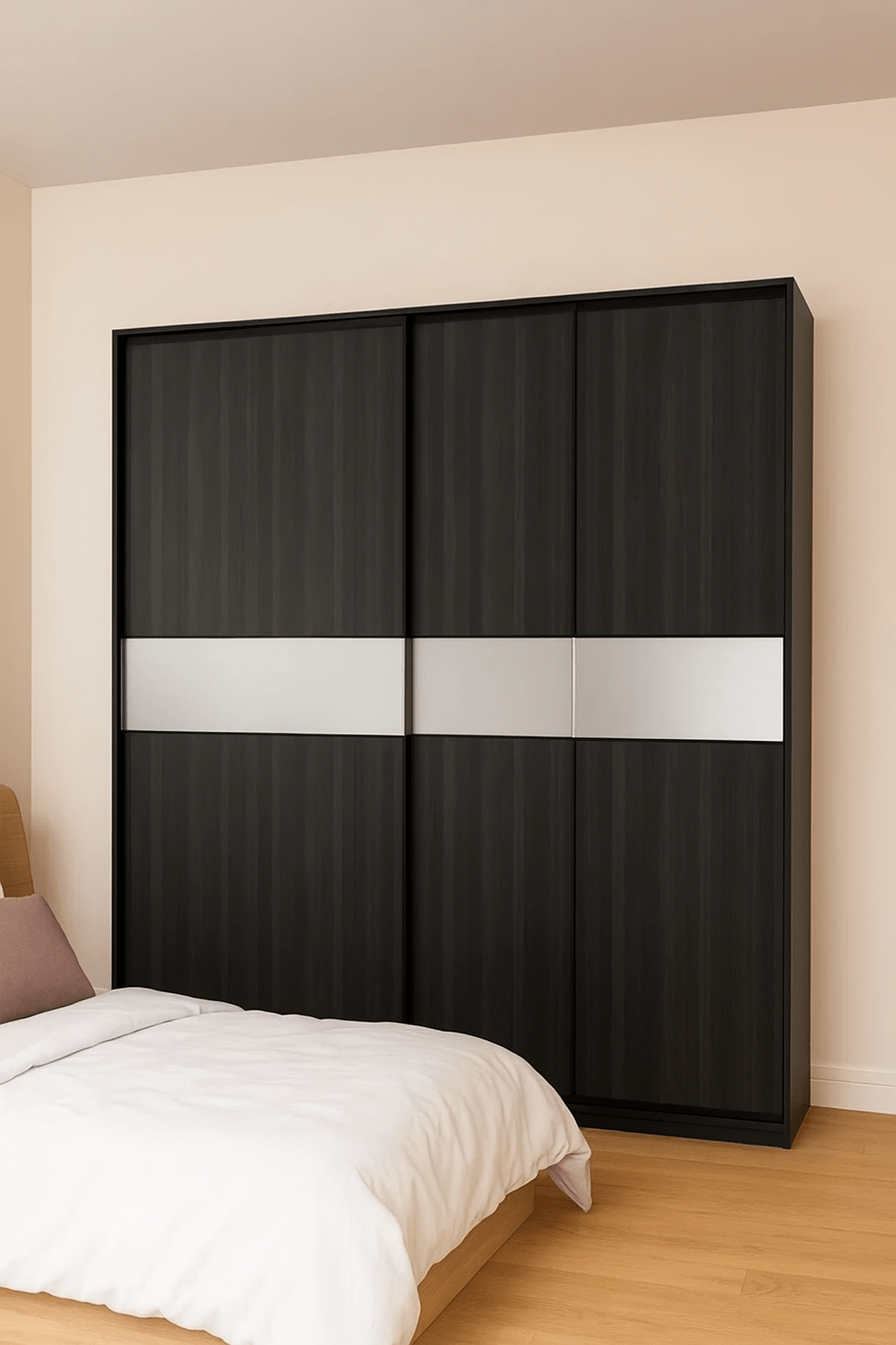 Dressing fermé sur mesure en angle avec façade texturée