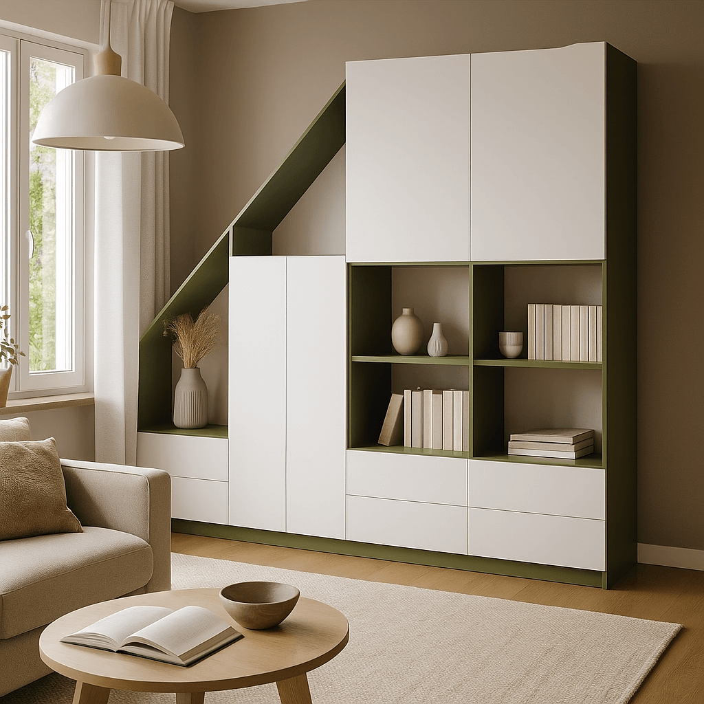 Dressing sous pente sur mesure avec éclairage LED et finitions naturelles