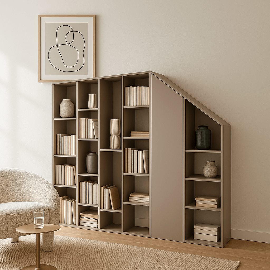 Dressing sous pente sur mesure avec portes vitrées et éclairage intérieur