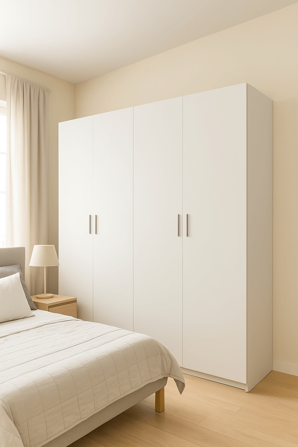 Dressing fermé effet bois clair avec poignées modernes