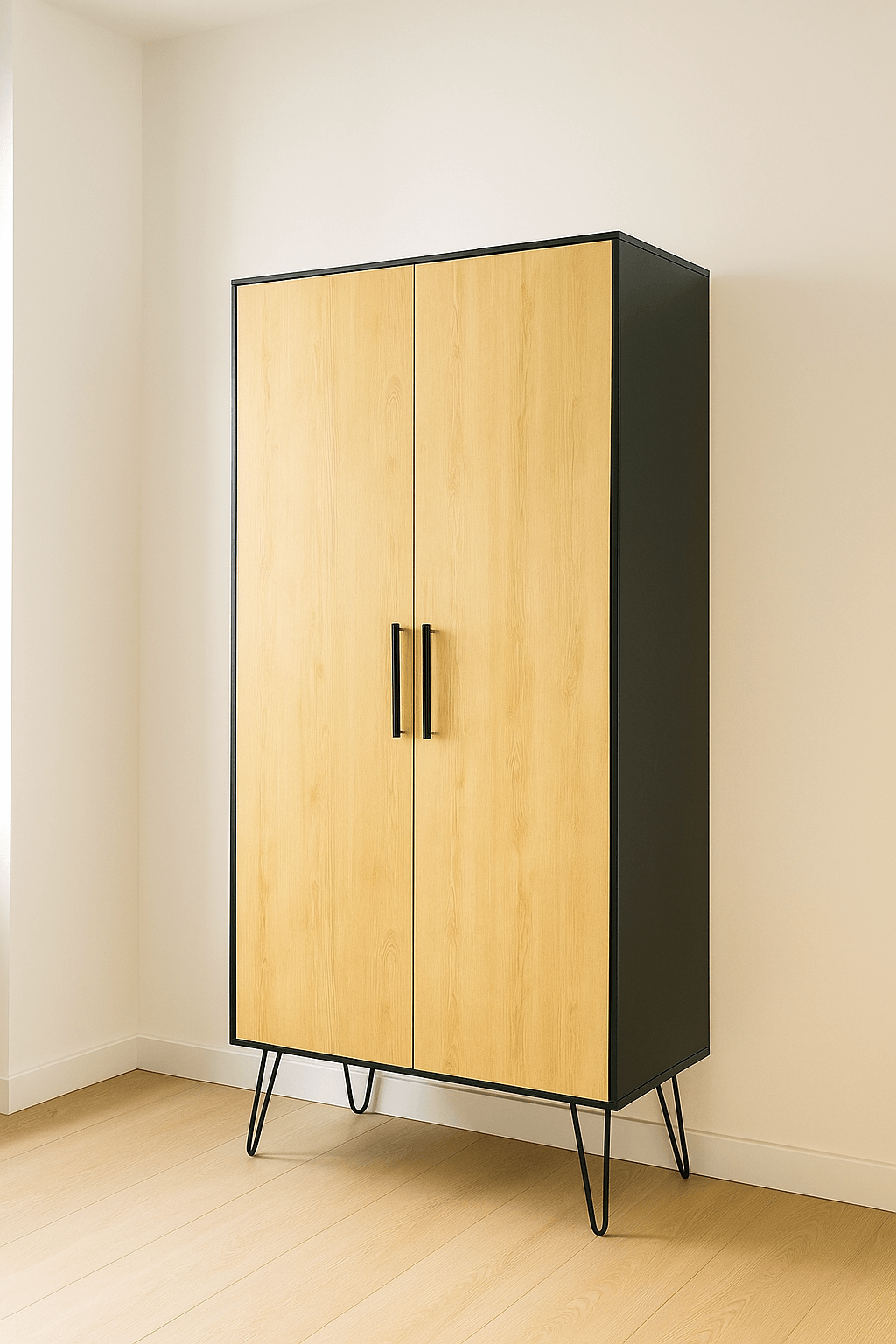 Dressing fermé sur mesure noir mat et blanc, style moderne