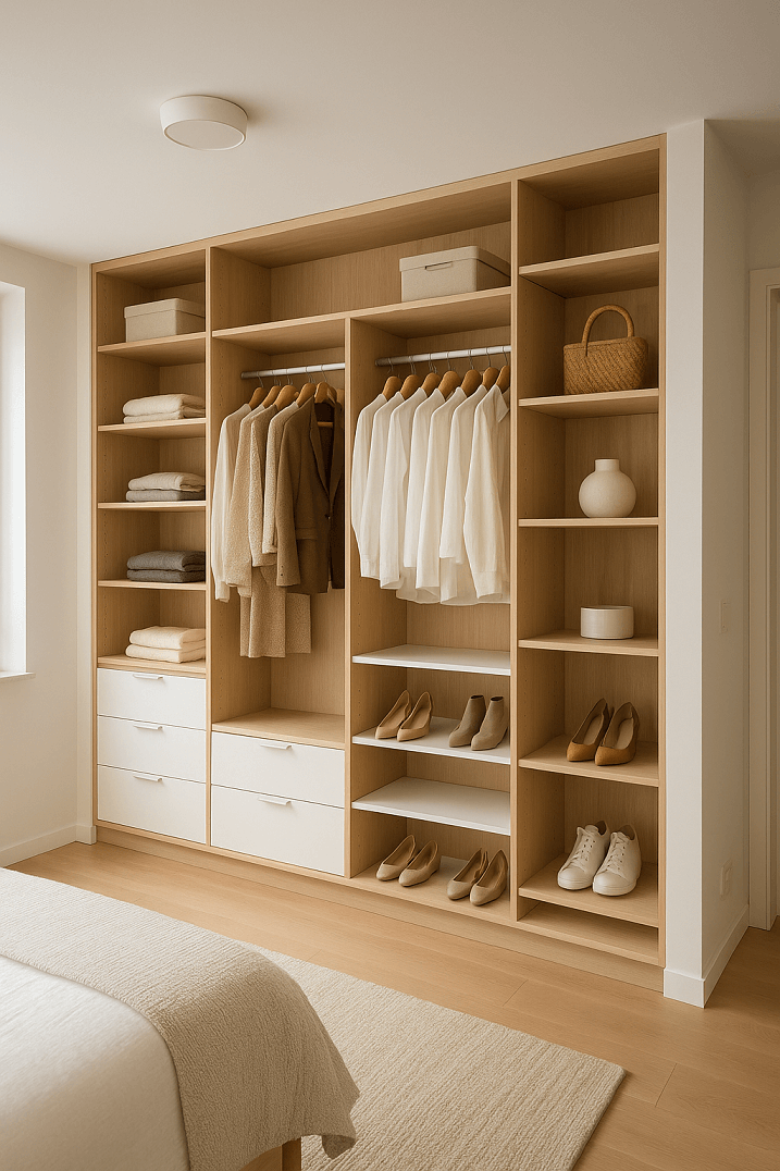 Dressing sur mesure fermé dans une suite parentale moderne
